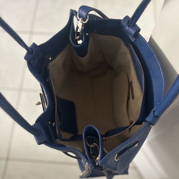 Vittoria Pacini Italian Electric Blue Calf Leather Satchel - Picture 3 of 9